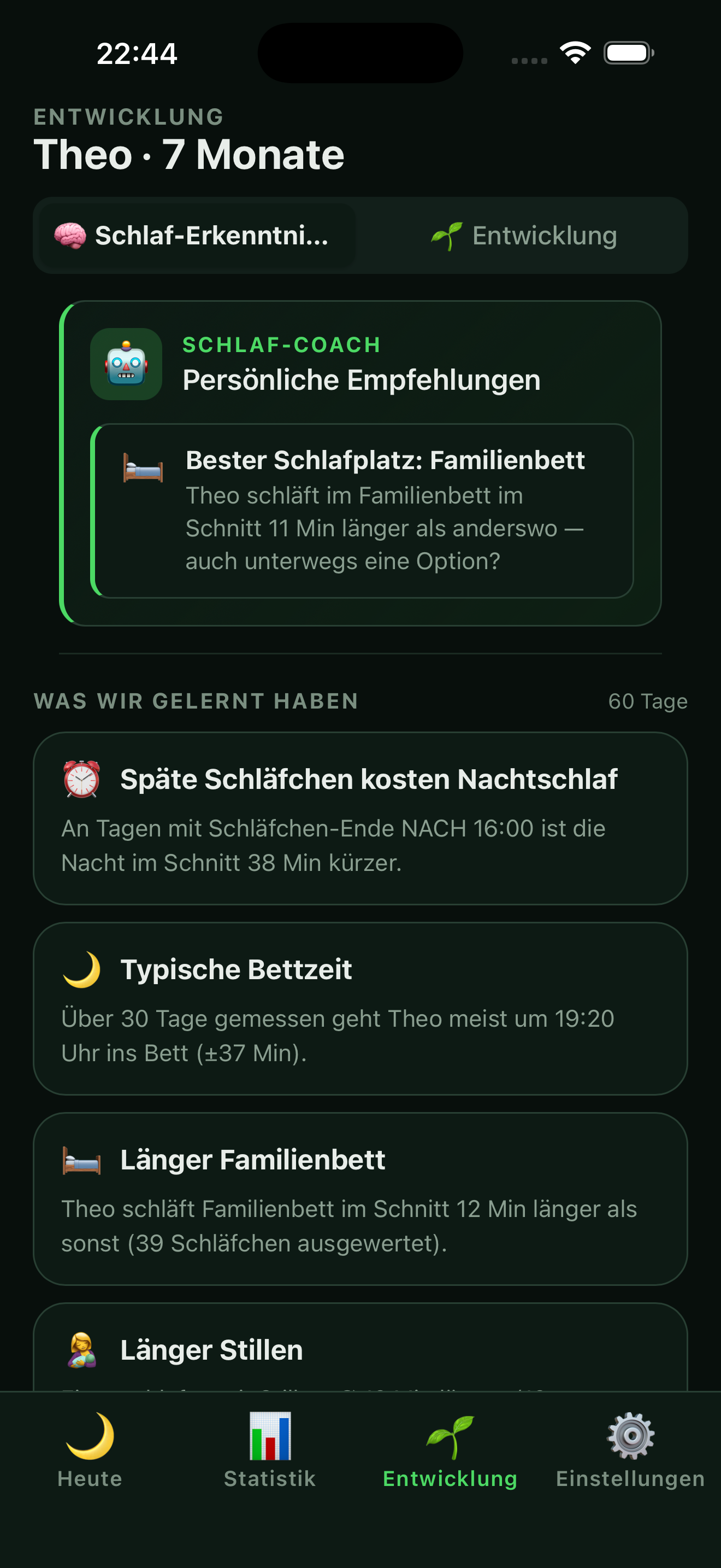 Persönliche Coach-Empfehlungen passend zu Alter und aktuellem Tag
